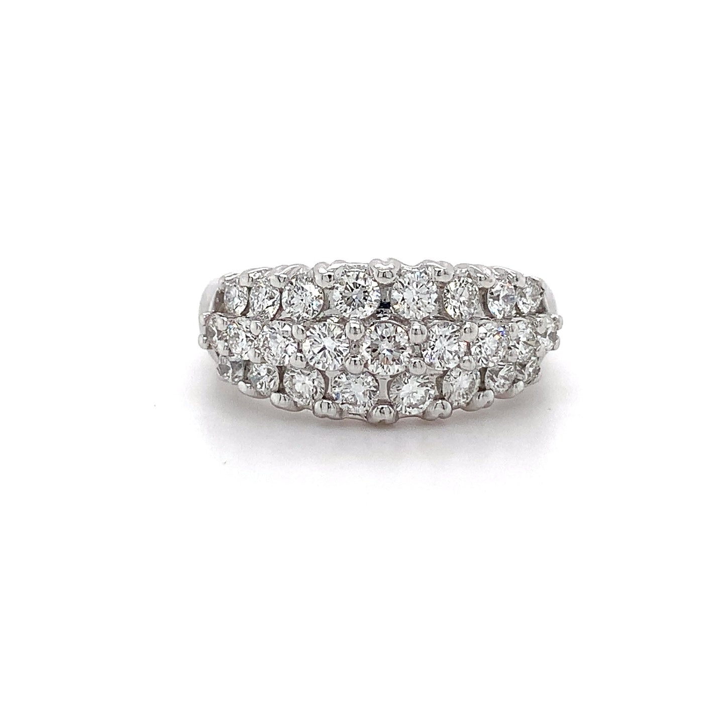 1.63ct Nat Dia 3-Row Ring 18kt WG