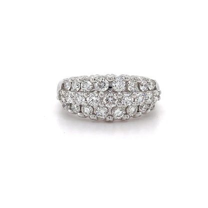 1.63ct Nat Dia 3-Row Ring 18kt WG