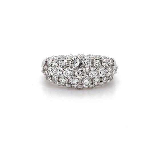 1.63ct Nat Dia 3-Row Ring 18kt WG