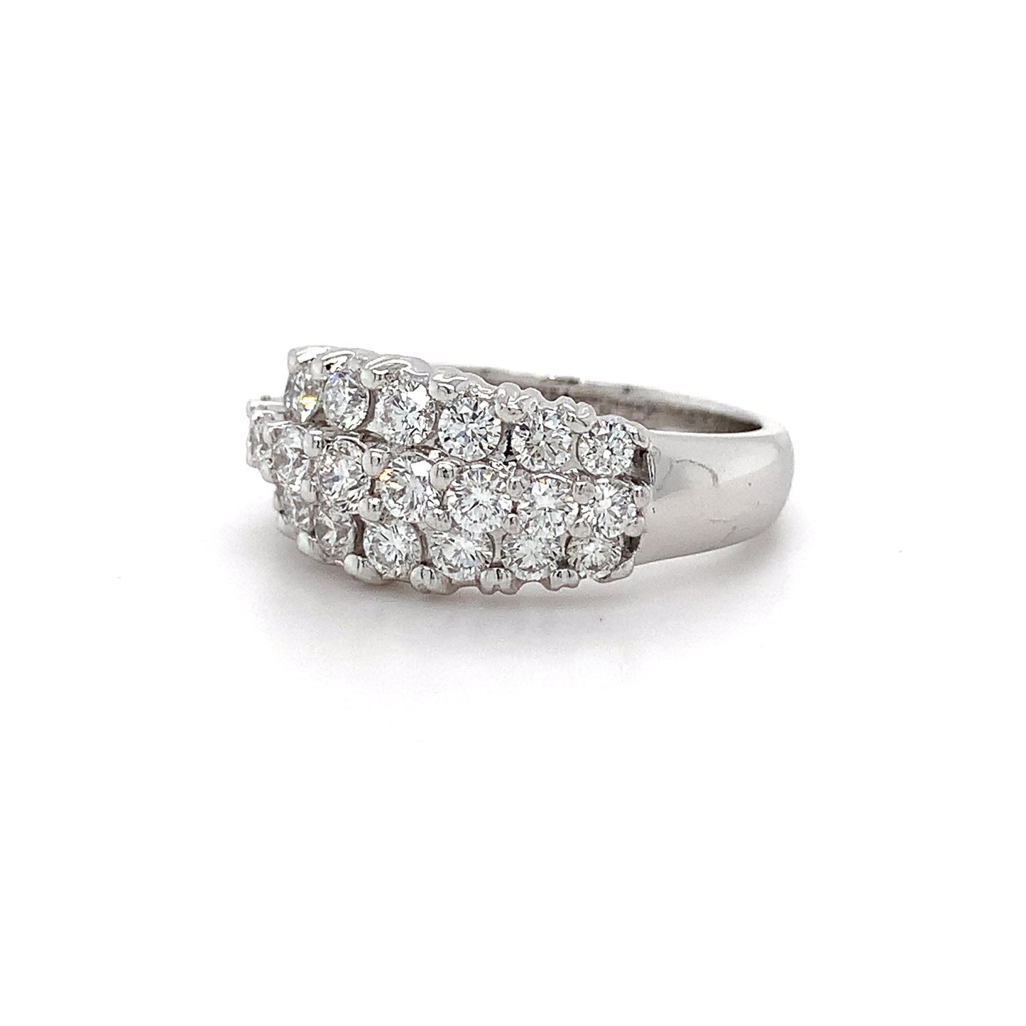 1.63ct Nat Dia 3-Row Ring 18kt WG
