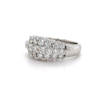 1.63ct Nat Dia 3-Row Ring 18kt WG