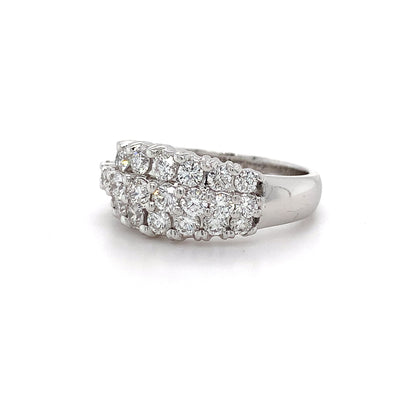 1.63ct Nat Dia 3-Row Ring 18kt WG