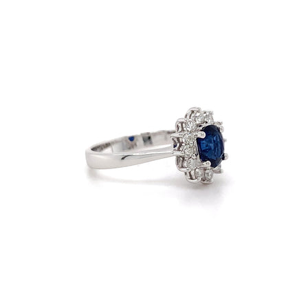 0.92ct Oval Sapphire + 0.27ct Dia Halo 18kt WG