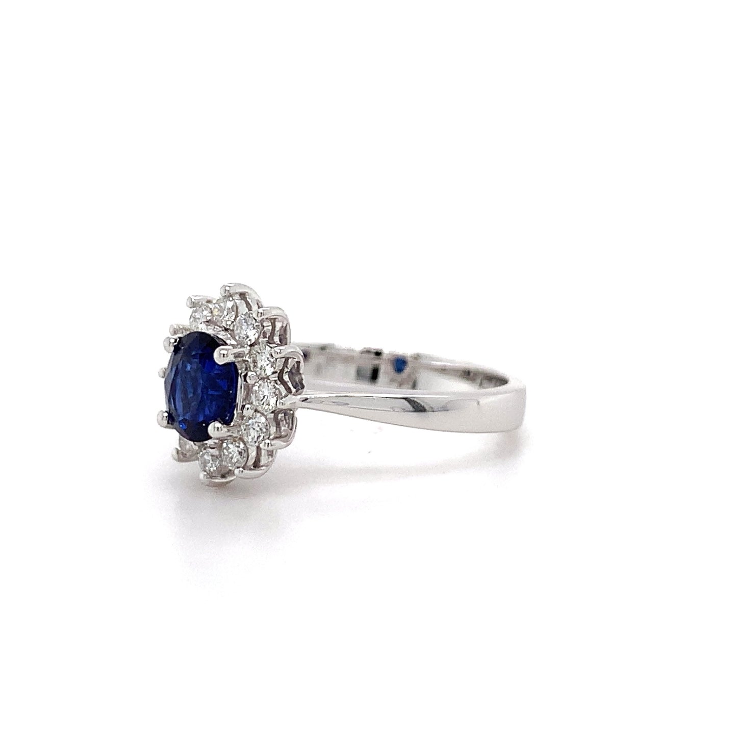 0.92ct Oval Sapphire + 0.27ct Dia Halo 18kt WG