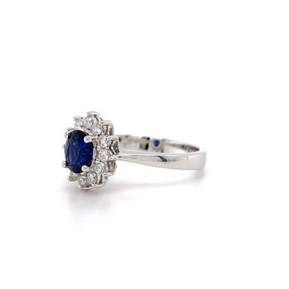 0.92ct Oval Sapphire + 0.27ct Dia Halo 18kt WG