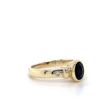 9ct YG Aus Saph Dia Ring