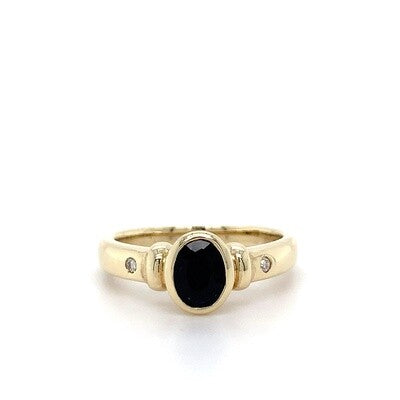 9ct YG Aus Saph Dia Ring