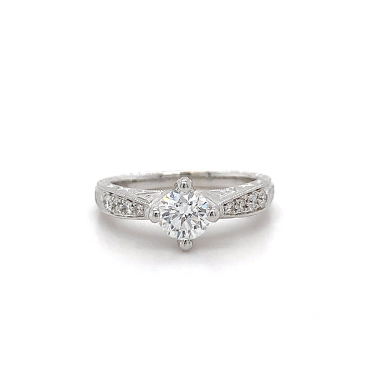 0.75ct Nat Dia Engraved Eng Ring 18kt WG