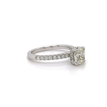 1.32ct Nat Dia Cushion Ring  18kt WG