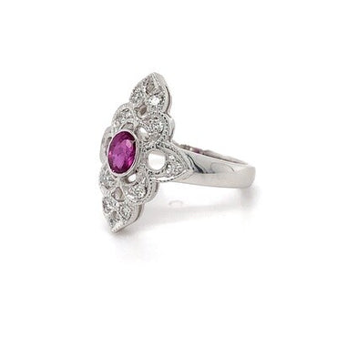 18kt WG Pink Sapphire Ring & Dia 0.23ct