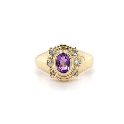 9kt YG Amethyst Dia Ring