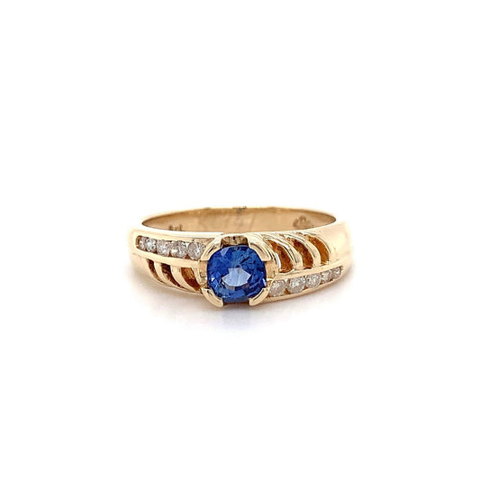 9kt YG Ceylon Sapphire 0.53ct Dia Ring