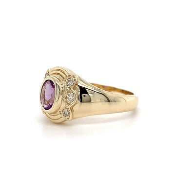9kt YG Amethyst Dia Ring
