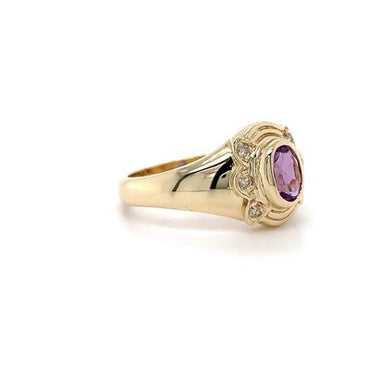 9kt YG Amethyst Dia Ring