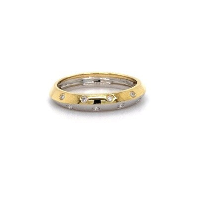18kt 2-Tone Knife Edge Dia Band