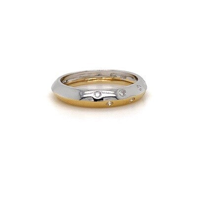 18kt 2-Tone Knife Edge Dia Band