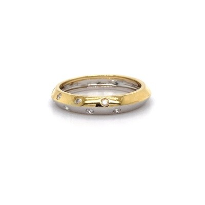 18kt 2-Tone Knife Edge Dia Band