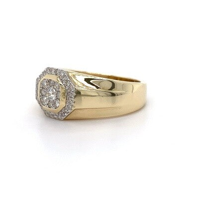 9kt YG 0.50ct Gents Ring Octagon Shape