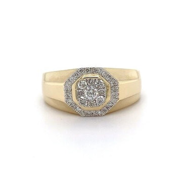 9kt YG 0.50ct Gents Ring Octagon Shape