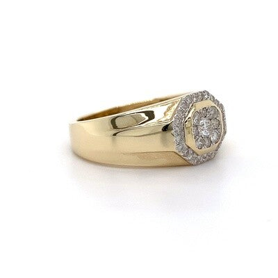 9kt YG 0.50ct Gents Ring Octagon Shape