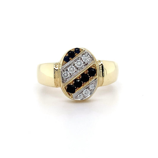 9kt YG White & Black Dia Ring