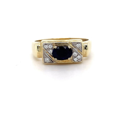 9kt YG Aus Sapphire Dia Ring