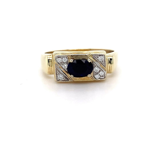 9kt YG Aus Sapphire Dia Ring