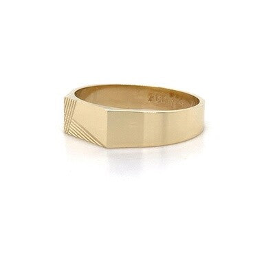 9kt YG GTS Flat Patt Top Signet Ring