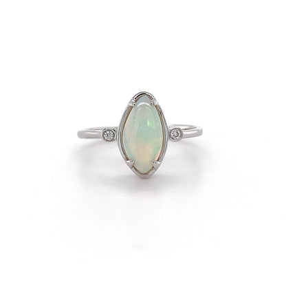 Australian Solid Opal 14kt WG Ring