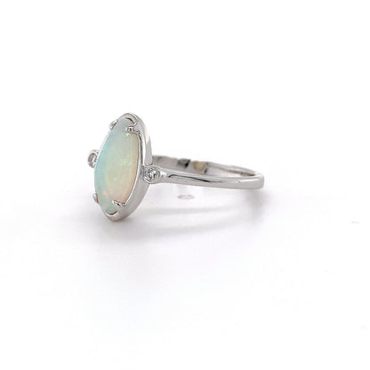 Australian Solid Opal 14kt WG Ring