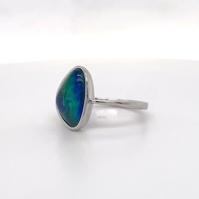 Aus Opal Silver Ring