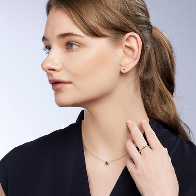 0.85ct Round Teal Sapphire Necklace 9kt YG