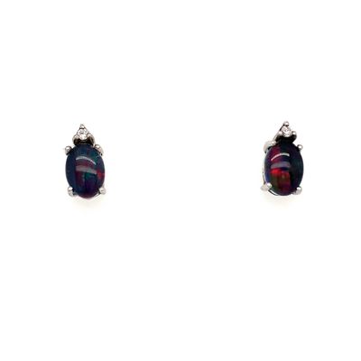 Stainless Steel 7x5 Triplet Opal CZ Studs