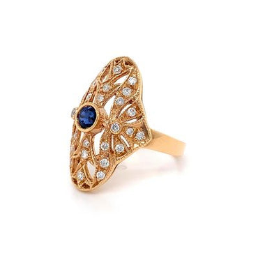9kt RG Blue Sapphire 0.5ct Dia 0.45ct Ring