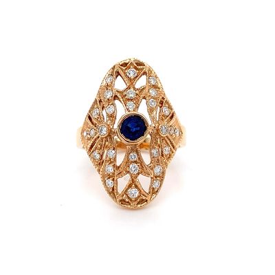 9kt RG Blue Sapphire 0.5ct Dia 0.45ct Ring