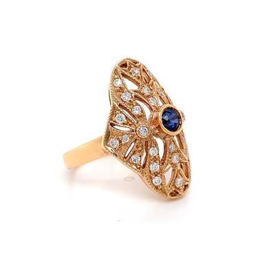 9kt RG Blue Sapphire 0.5ct Dia 0.45ct Ring