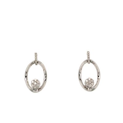 9 ct WG 0.15ct Oval Dia Stud Drop Earrings