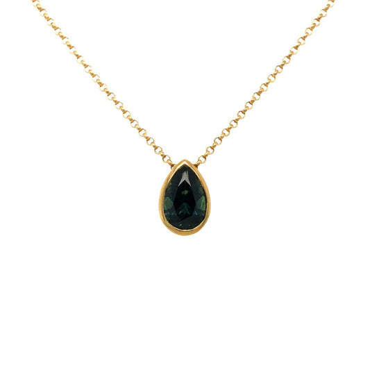 9kt YG 1.09ct Teal Sapphire Adelia Necklace