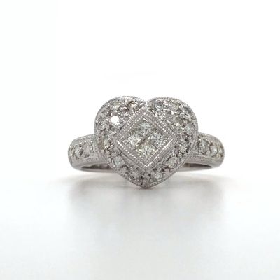 18K WG Dia Heart Ring