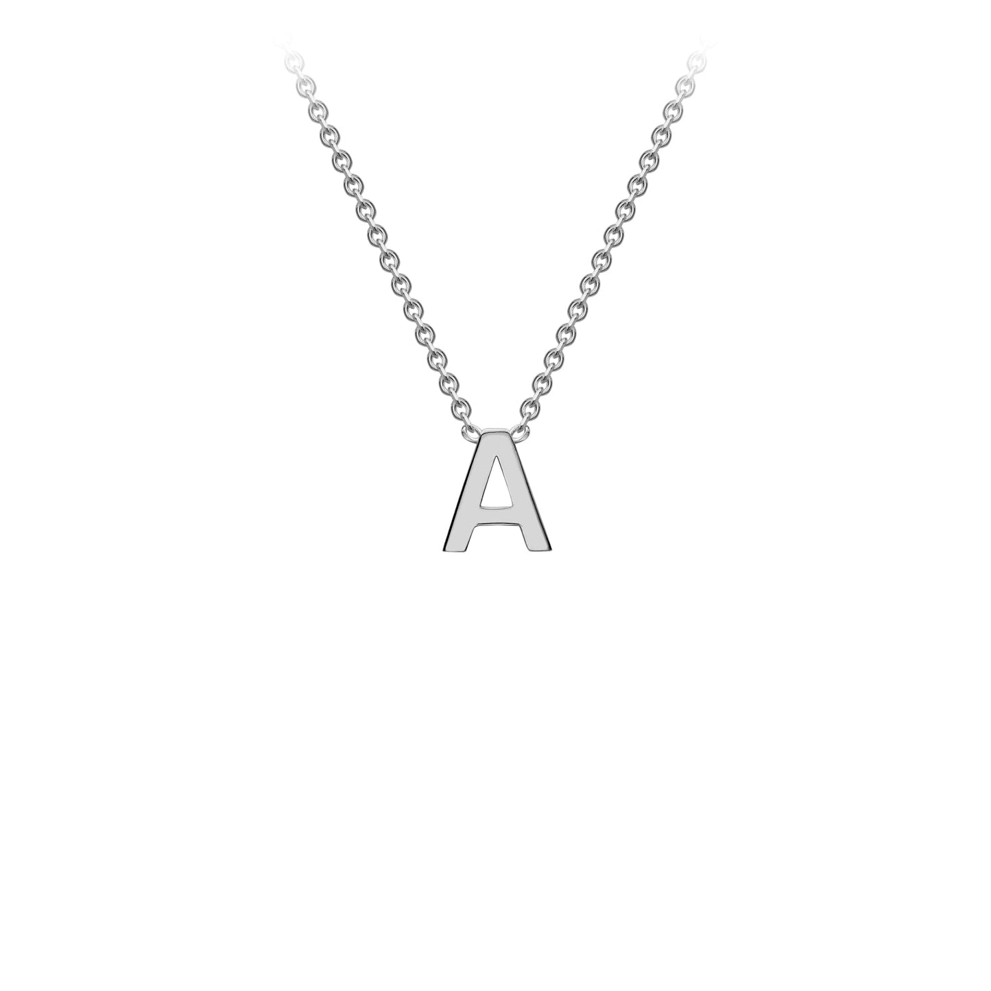 9K Gold Initial Adjustable Letter Necklace 38-43cm — A, 9kt WG