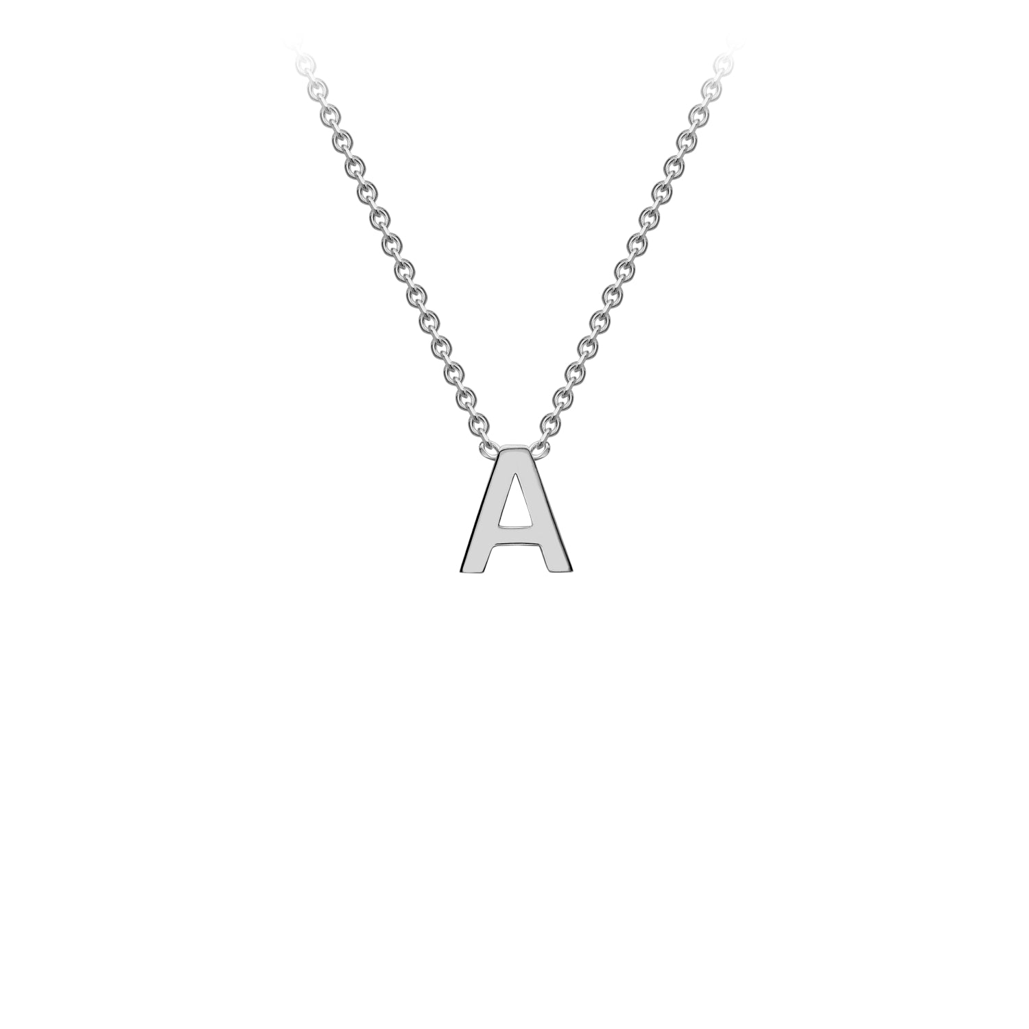 9K Gold Initial Adjustable Letter Necklace 38-43cm — A, 9kt WG