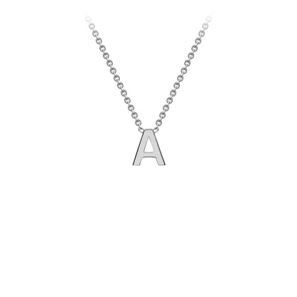 9K Gold Initial Adjustable Letter Necklace 38-43cm — A, 9kt WG
