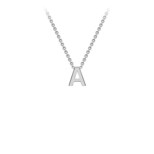 9K White Gold 'A' Initial Adjustable Letter Necklace 38/43cm