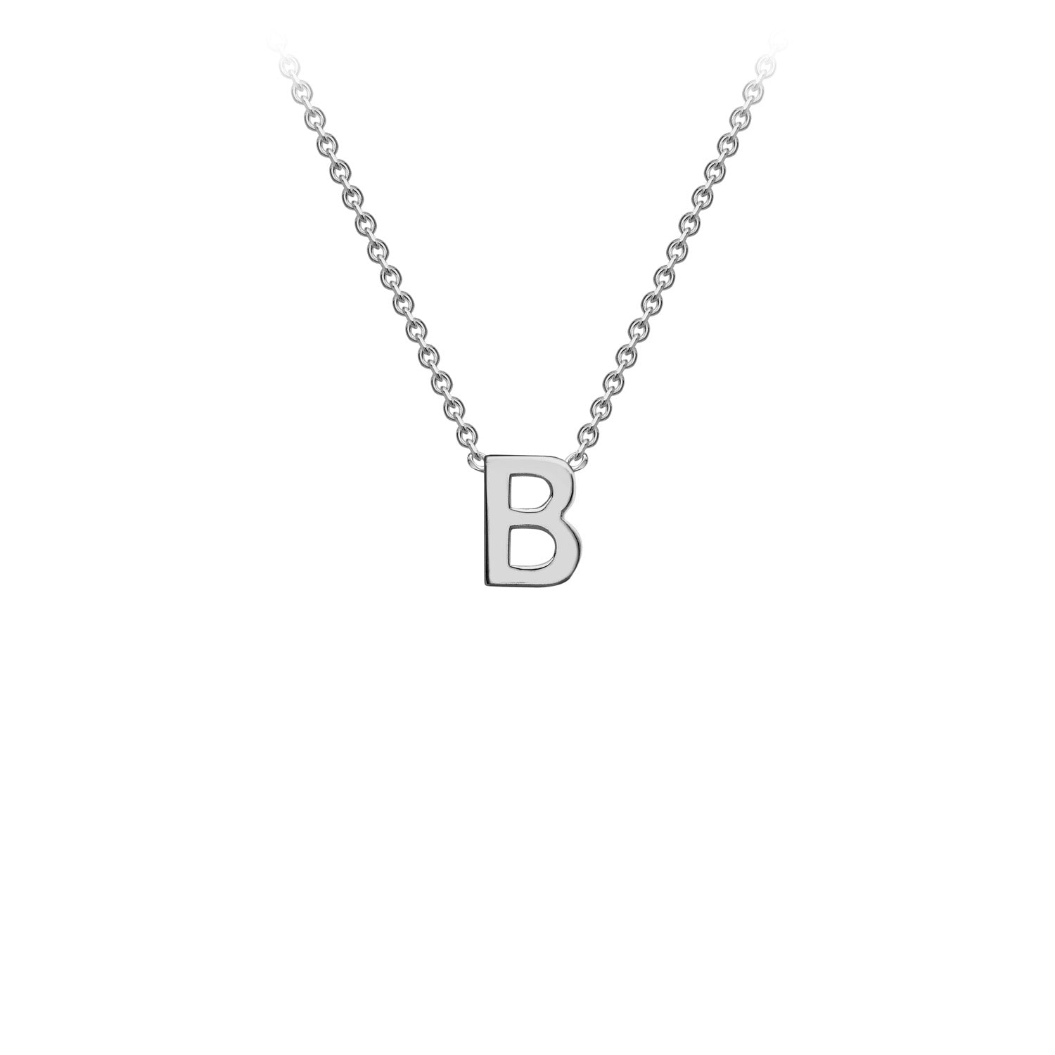 9K Gold Initial Adjustable Letter Necklace 38-43cm — B, 9kt WG