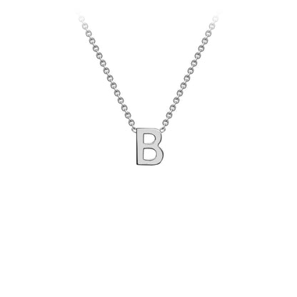9K Gold Initial Adjustable Letter Necklace 38-43cm — B, 9kt WG