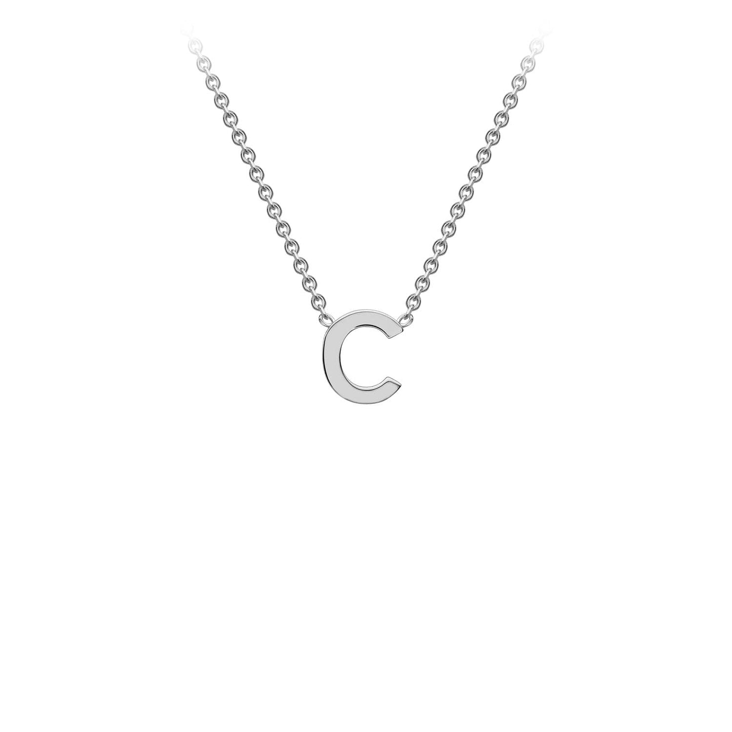 9K Gold Initial Adjustable Letter Necklace 38-43cm — C, 9kt WG