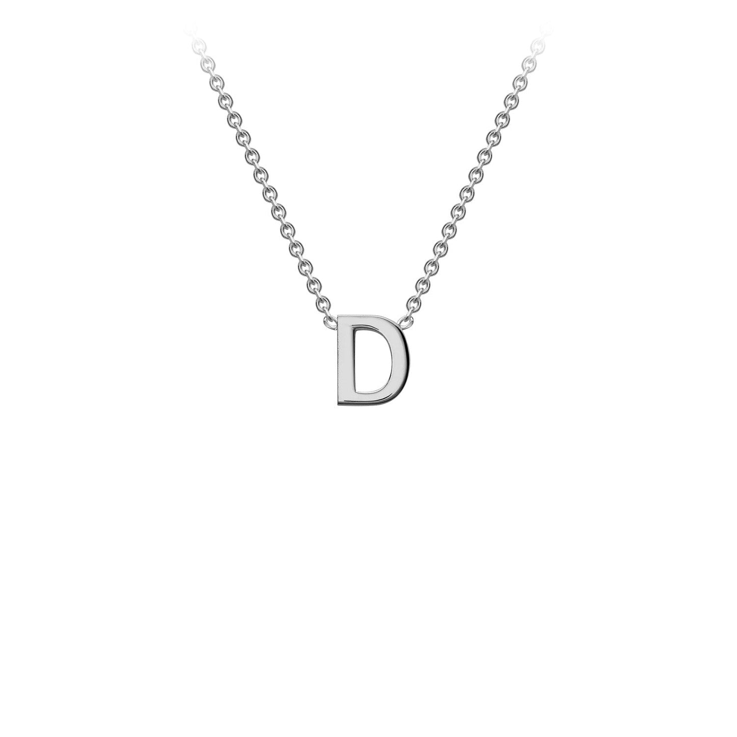 9K Gold Initial Adjustable Letter Necklace 38-43cm — D, 9kt WG