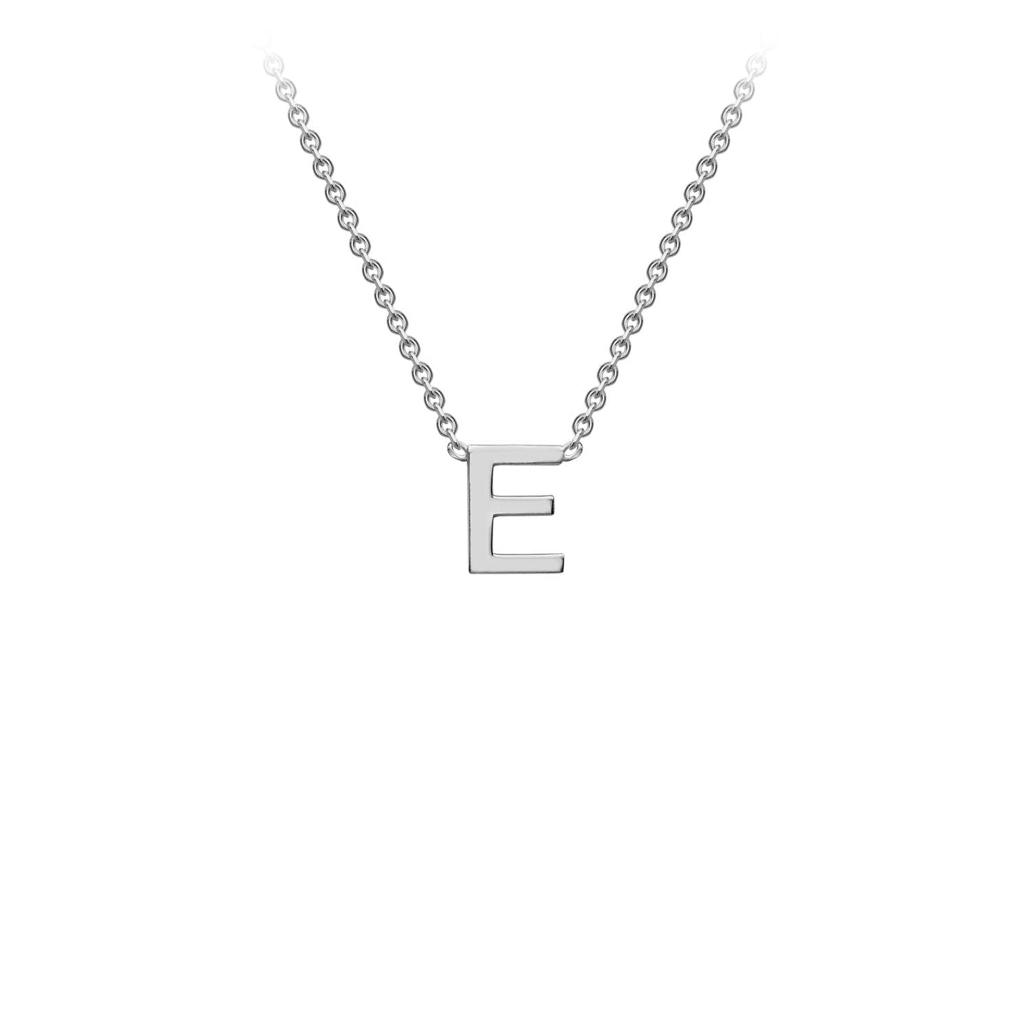 9K Gold Initial Adjustable Letter Necklace 38-43cm — E, 9kt WG