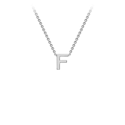 9K Gold Initial Adjustable Letter Necklace 38-43cm — F, 9kt WG