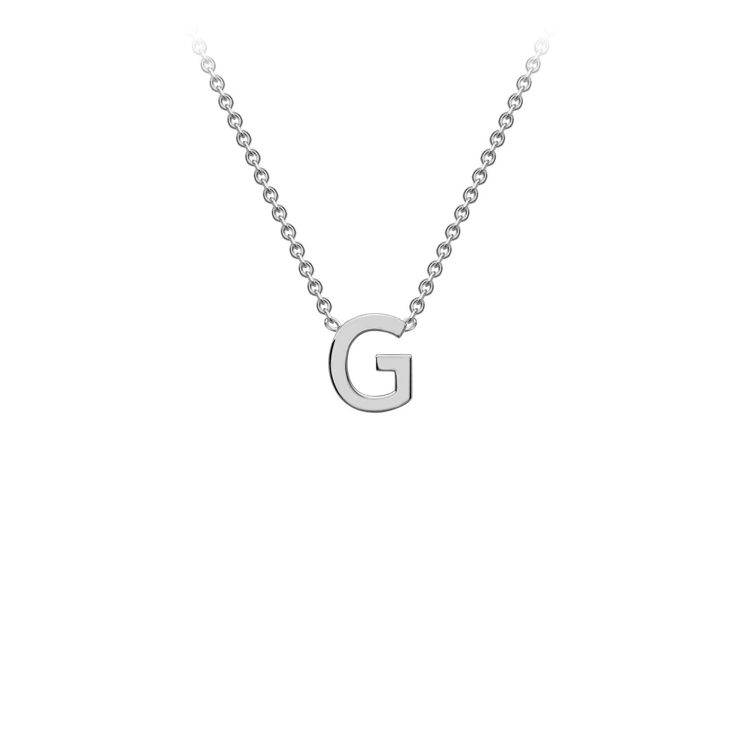 9K Gold Initial Adjustable Letter Necklace 38-43cm — G, 9kt WG